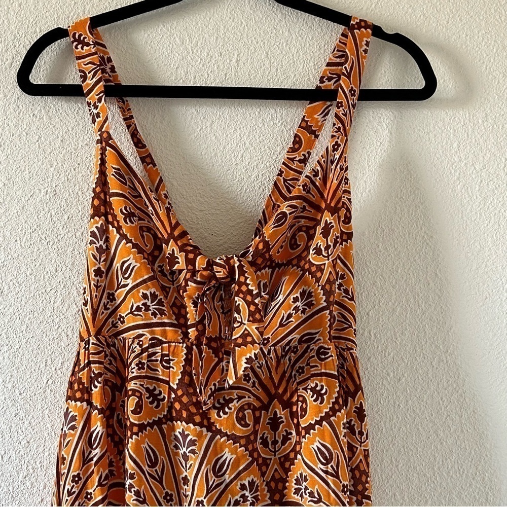 KNOX ROSE Orange Floral Halter Criss Cross Strap Midi Dress Women Sz XL NWOT - Picture 4 of 15